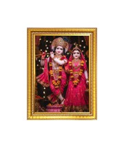 Maa Radha with Sri Krishna Photo Frame - 10x14 Inches, Brown Wooden Frame for Home , Office & Temple Decoration
