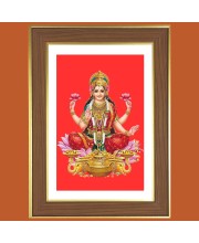 Goddess Lakshmi Photo Frame  10x14 Inches-Brown Wooden Frame for Home , Office & Temple Decoration and Gifting