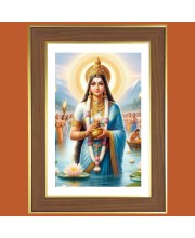 Ganga Devi Photo Frame  10x14 Inches-Brown Wooden Frame for Home , Office & Temple Decoration and Gifting