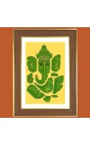 Green Ganesha Photo Frame  10x14 Inches-Brown Wooden Frame for Home , Office & Temple Decoration and Gifting