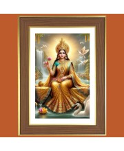 Jai Maa Lakshmi Photo Frame  10x14 Inches-Brown Wooden Frame for Home , Office & Temple Decoration and Gifting