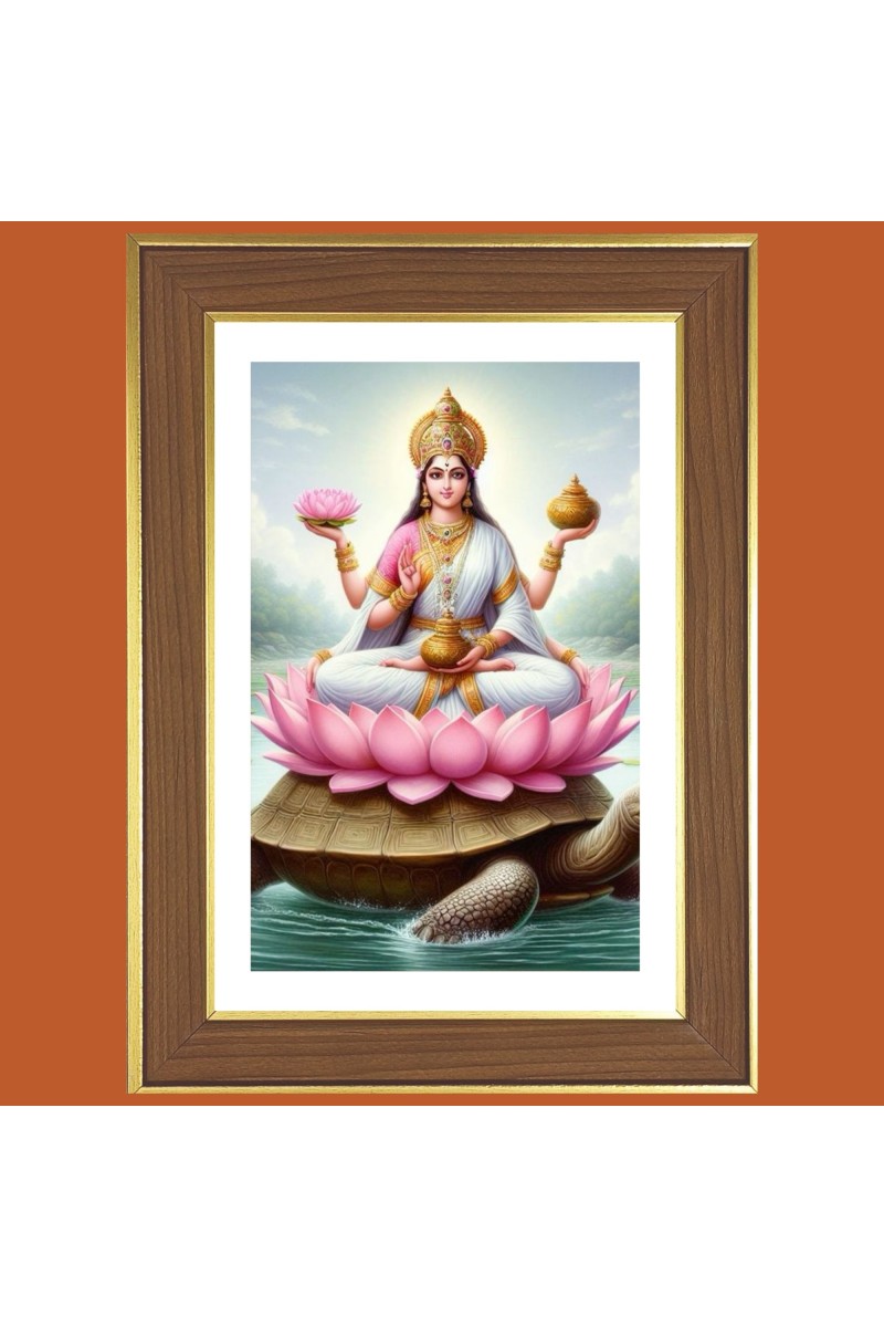 Yamuna Devi Photo Frame  10x14 Inches-Brown Wooden Frame for Home , Office & Temple Decoration and Gifting