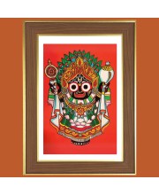God Jagannath Photo Frame  10x14 Inches-Brown Wooden Frame for Home , Office & Temple Decoration and Gifting