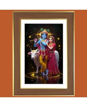 Lord krishna and Radha Photo Frame  10x14 Inches-Brown Wooden Frame for Home , Office & Temple Decoration and Gifting