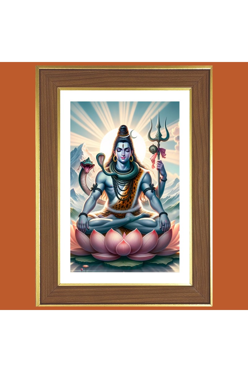 Lord Shiva Photo Frame  10x14 Inches-Brown Wooden Frame for Home , Office & Temple Decoration and Gifting