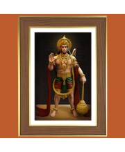 Lord Hanuman  Photo Frame  10x14 Inches-Brown Wooden Frame for Home , Office & Temple Decoration and Gifting