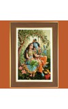 Krishna and Radha Photo Frame  10x14 Inches-Brown Wooden Frame for Home , Office & Temple Decoration and Gifting