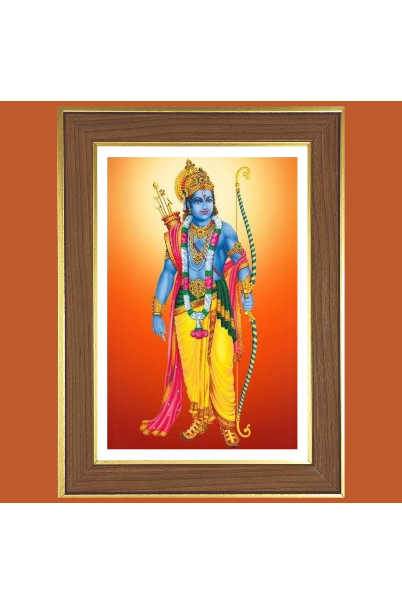 Lord Rama Photo Frame  10x14 Inches-Brown Wooden Frame for Home , Office & Temple Decoration and Gifting