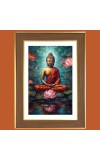 Meditative state Buddha Photo Frame  10x14 Inches-Brown Wooden Frame for Home , Office & Temple Decoration and Gifting