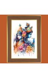 Radha and sri krsihna Photo Frame  10x14 Inches-Brown Wooden Frame for Home , Office & Temple Decoration and Gifting
