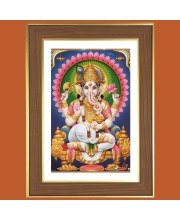 Divine Lord Ganesha Photo Frame  10x14 Inches-Brown Wooden Frame for Home , Office & Temple Decoration and Gifting