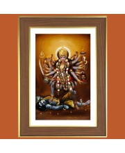 Goddess Badra Kali  Photo Frame  10x14 Inches-Brown Wooden Frame for Home , Office & Temple Decoration and Gifting