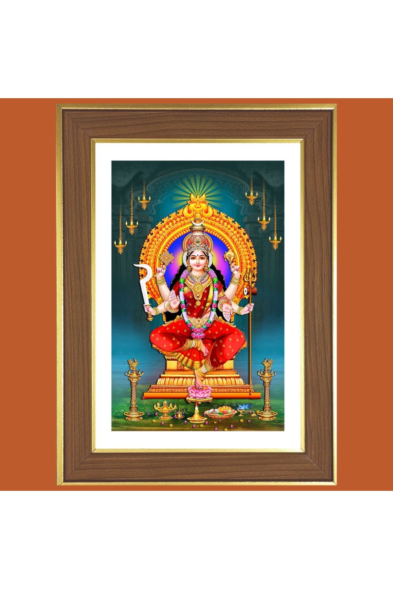 Goddess Durga  Photo Frame  10x14 Inches-Brown Wooden Frame for Home , Office & Temple Decoration and Gifting