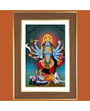 Goddess Kali Photo Frame  10x14 Inches-Brown Wooden Frame for Home , Office & Temple Decoration and Gifting