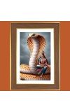 Naga Devatha Photo Frame  10x14 Inches-Brown Wooden Frame for Home , Office & Temple Decoration and Gifting