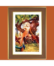 Sri Chaitanya Mahaprabhu Photo Frame  10x14 Inches-Brown Wooden Frame for Home , Office & Temple Decoration and Gifting