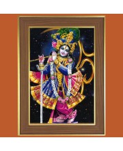 Krishna Ashtakam Photo Frame  10x14 Inches-Brown Wooden Frame for Home , Office & Temple Decoration and Gifting
