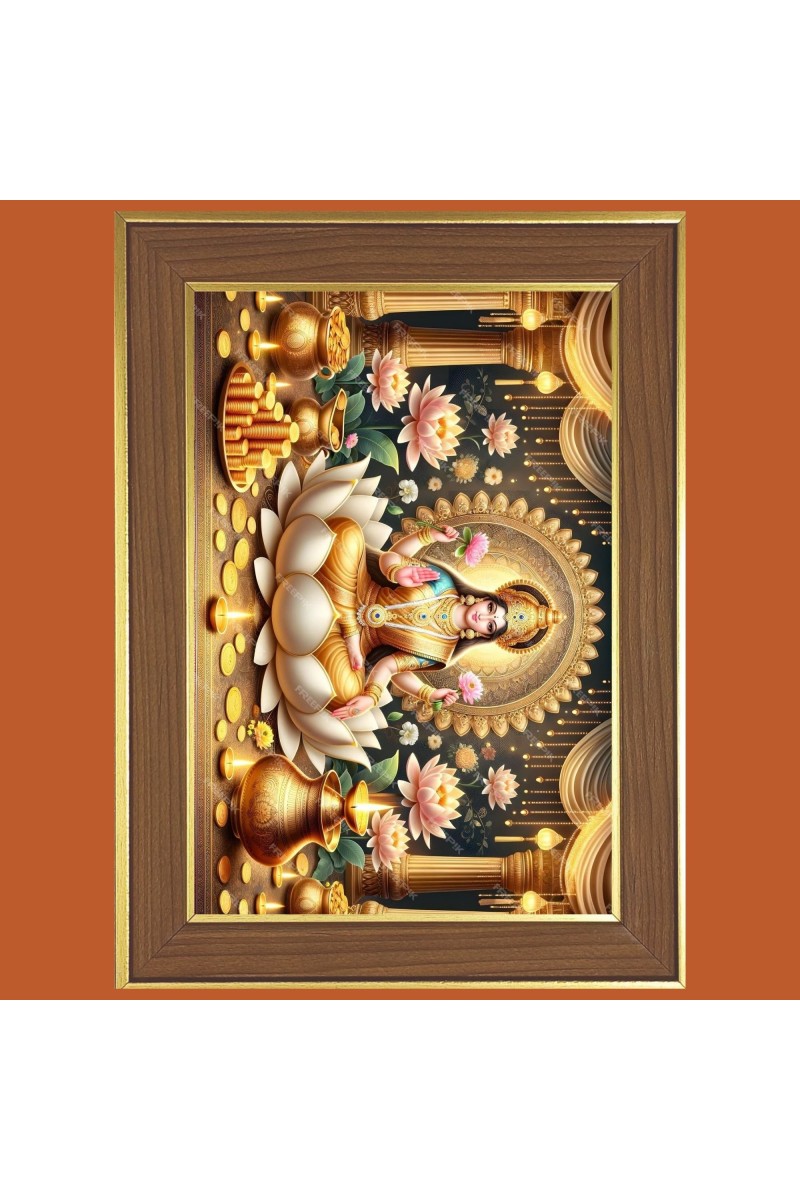 Maa Saraswati Photo Frame  10x14 Inches-Brown Wooden Frame for Home , Office & Temple Decoration and Gifting