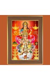 Goddess Lakshmi with Goddess Saraswati and Lord Ganesha, Photo Frame  10x14 Inches-Brown Wooden Frame for Home , Office & Temple Decoration and Gifting