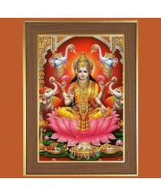 Goddess Laxmi Photo Frame  10x14 Inches-Brown Wooden Frame for Home , Office & Temple Decoration and Gifting