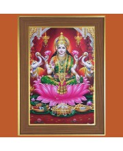 Goddess Laxmi Photo Frame  10x14 Inches-Brown Wooden Frame for Home , Office & Temple Decoration and Gifting