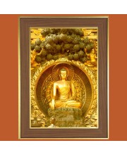 Peaceful Buddha Photo Frame  10x14 Inches-Brown Wooden Frame for Home , Office & Temple Decoration and Gifting