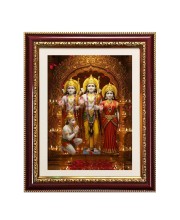 Lord rama and sita and laxman and hanuman Photo Frame  10x14 Inches-Brown Wooden Frame for Home , Office & Temple Decoration and Gifting
