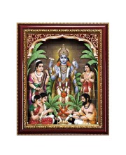 Lord satyanarayana swami Photo Frame  10x14 Inches-Brown Wooden Frame for Home , Office & Temple Decoration and Gifting