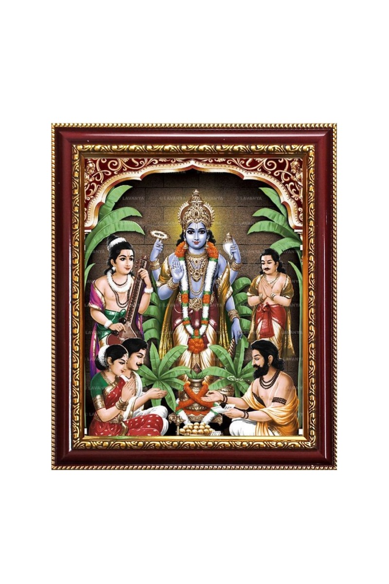 Lord satyanarayana swami Photo Frame  10x14 Inches-Brown Wooden Frame for Home , Office & Temple Decoration and Gifting