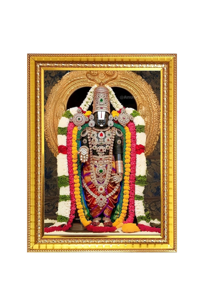 God sri venkateshwara swamy Photo Frame  10x14 Inches-Brown Wooden Frame for Home , Office & Temple Decoration and Gifting