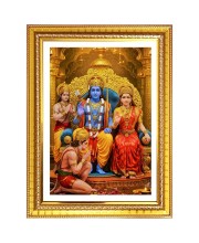 Lord rama and sita and hanuman Photo Frame  10x14 Inches-Brown Wooden Frame for Home , Office & Temple Decoration and Gifting