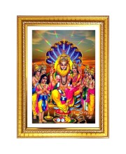Laxmi narasimha swamy Photo Frame  10x14 Inches-Brown Wooden Frame for Home , Office & Temple Decoration and Gifting