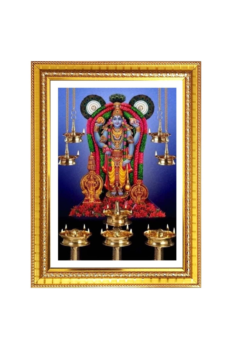 Guruvayurappan Photo Frame  10x14 Inches-Brown Wooden Frame for Home , Office & Temple Decoration and Gifting