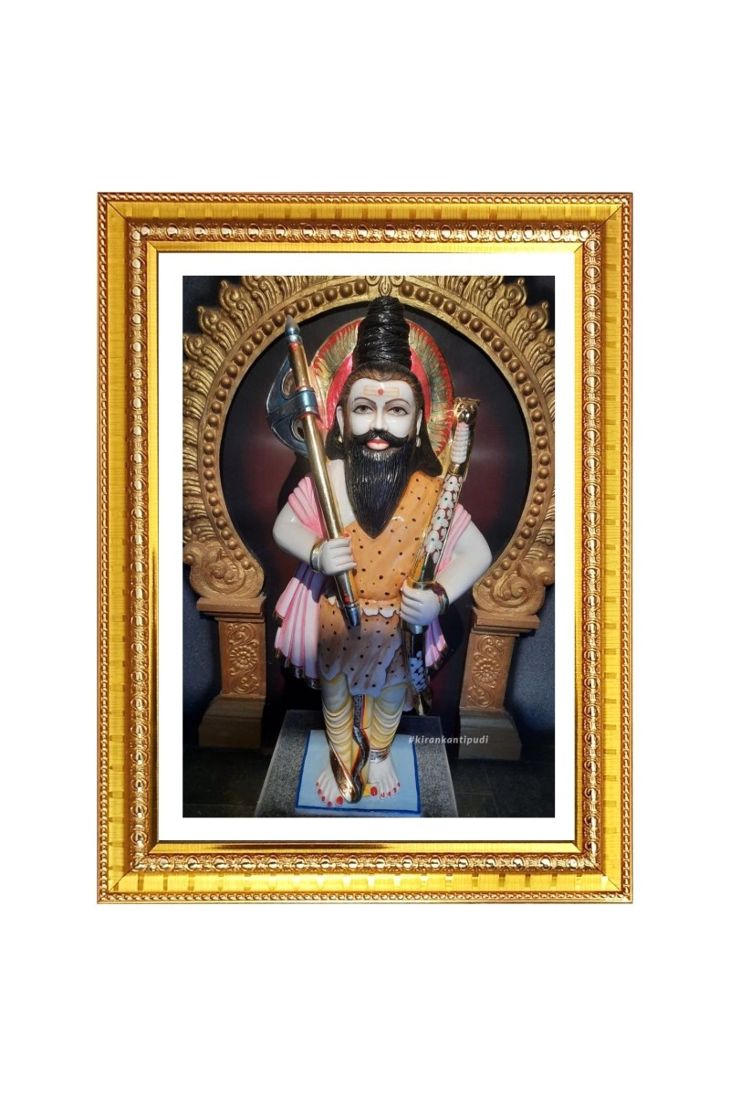Lord parashuram Photo Frame  10x14 Inches-Brown Wooden Frame for Home , Office & Temple Decoration and Gifting