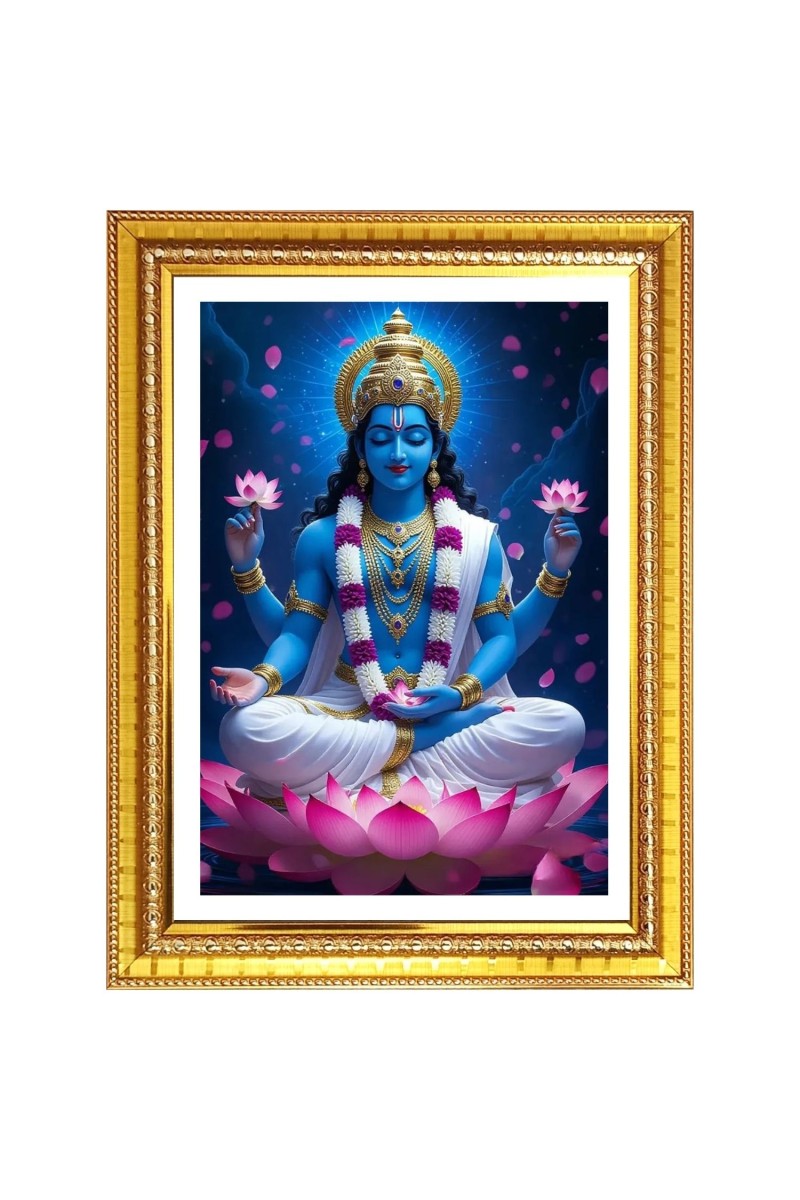 Lord Krishna Photo Frame  10x14 Inches-Brown Wooden Frame for Home , Office & Temple Decoration and Gifting