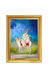 Maa Shailputri Photo Frame  10x14 Inches-Brown Wooden Frame for Home , Office & Temple Decoration and Gifting