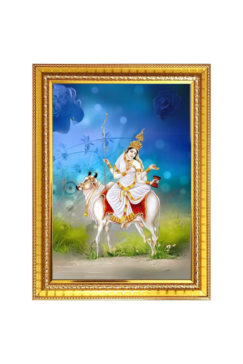 Maa Shailputri Photo Frame  10x14 Inches-Brown Wooden Frame for Home , Office & Temple Decoration and Gifting