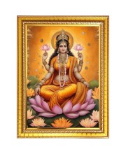 Maa LAKSHMI Photo Frame  10x14 Inches-Brown Wooden Frame for Home , Office & Temple Decoration and Gifting