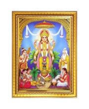 Sri satya narayana swamy Photo Frame  10x14 Inches-Brown Wooden Frame for Home , Office & Temple Decoration and Gifting