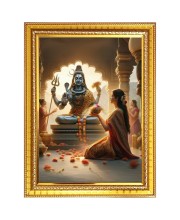 Lord shiva  Photo Frame  10x14 Inches-Brown Wooden Frame for Home , Office & Temple Decoration and Gifting