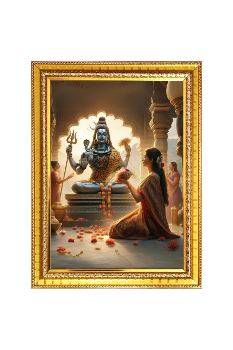 Lord shiva  Photo Frame  10x14 Inches-Brown Wooden Frame for Home , Office & Temple Decoration and Gifting