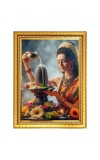 Shiva linga Photo Frame  10x14 Inches-Brown Wooden Frame for Home , Office & Temple Decoration and Gifting