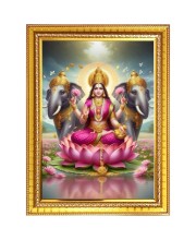 Devi Varalakshmi Photo Frame  10x14 Inches-Brown Wooden Frame for Home , Office & Temple Decoration and Gifting