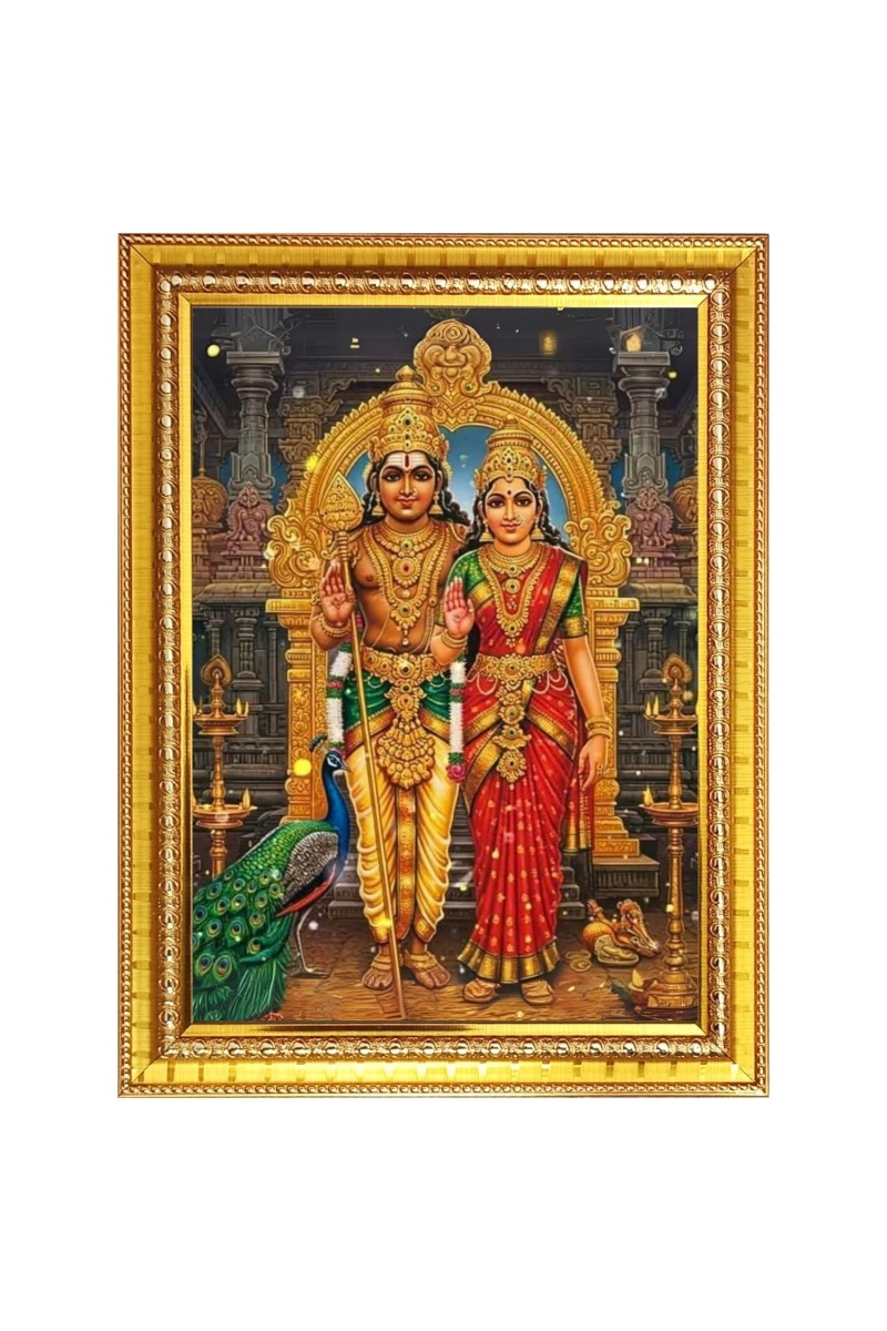 God Murugan Photo Frame  10x14 Inches-Brown Wooden Frame for Home , Office & Temple Decoration and Gifting