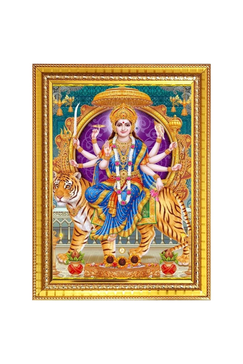 Goddess durga matha Photo Frame  10x14 Inches-Brown Wooden Frame for Home , Office & Temple Decoration and Gifting