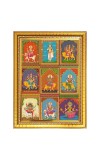 Nine Shakti Roop Photo Frame  10x14 Inches-Brown Wooden Frame for Home , Office & Temple Decoration and Gifting