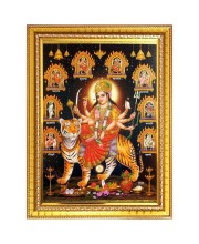 Nav Durga matha Photo Frame  10x14 Inches-Brown Wooden Frame for Home , Office & Temple Decoration and Gifting
