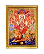 Goddess durga maa Photo Frame  10x14 Inches-Brown Wooden Frame for Home , Office & Temple Decoration and Gifting