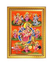 Maa durga maa Photo Frame  10x14 Inches-Brown Wooden Frame for Home , Office & Temple Decoration and Gifting