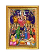 Durga matha Photo Frame  10x14 Inches-Brown Wooden Frame for Home , Office & Temple Decoration and Gifting